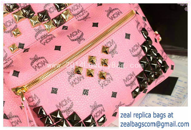 High Quality Replica MCM Stark Backpack Jumbo in Calf Leather 8100 Pink